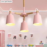 Tapered Macaroon Ceiling Lamp: Metal And Wood 3 Hanging Pendant Lights For Living Room