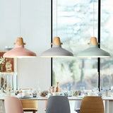 Tapered Metal Macaron Pendant Light With Wooden Decor - Restaurant Ceiling Hang Grey / 13