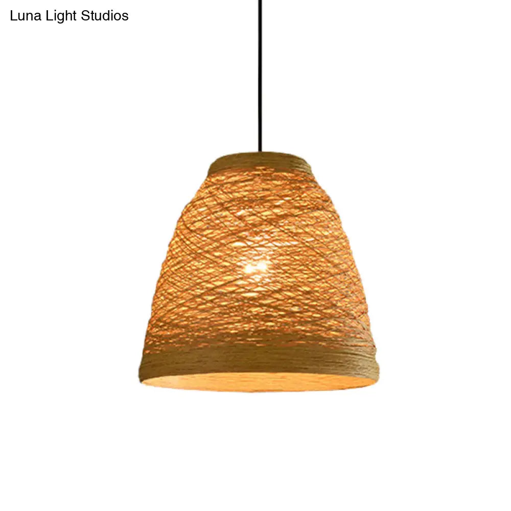 Tapered Pendant Lamp: Lodge Style 1-Light Fixture In Orange/Brown