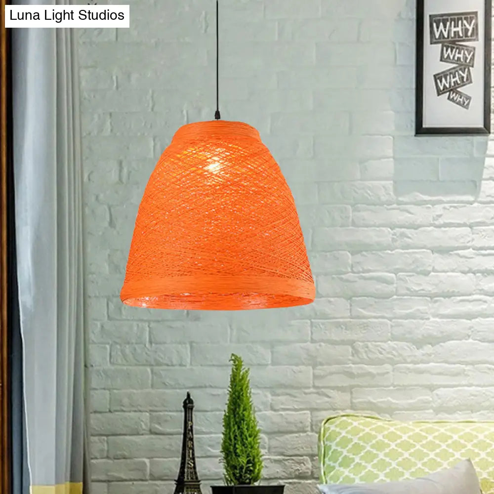Tapered Pendant Lamp: Lodge Style 1-Light Fixture In Orange/Brown