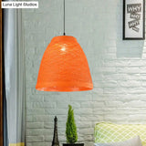 Tapered Pendant Lamp: Lodge Style 1-Light Fixture In Orange/Brown