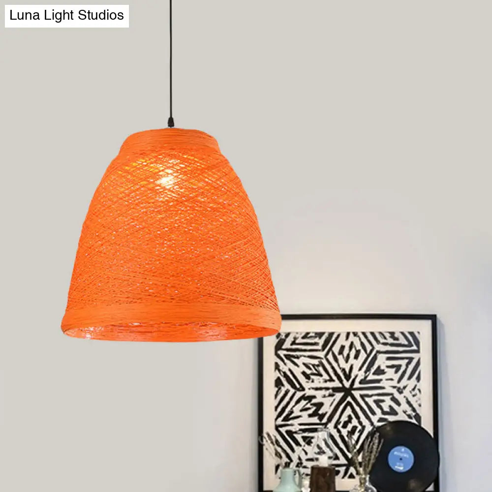 Tapered Pendant Lamp: Lodge Style 1-Light Fixture In Orange/Brown