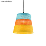 Tapered Pendant Lamp: Lodge Style 1-Light Fixture In Orange/Brown