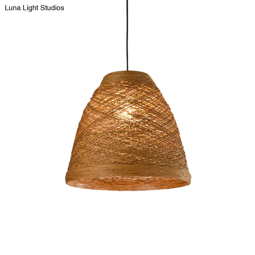 Tapered Pendant Lamp: Lodge Style 1-Light Fixture In Orange/Brown