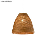 Tapered Pendant Lamp: Lodge Style 1-Light Fixture In Orange/Brown