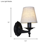 Tapered Rustic Bedroom Sconce Light Fixture - Wall Mounted Flaxen/White 1/2 Lights