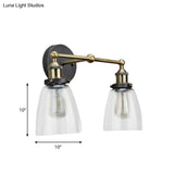 Tapered Sconce Industrial Brass Wall Lamp With Clear Glass