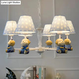 Tapered Shade Chandelier With Monkey Accent - Ideal For Kids Dining Room