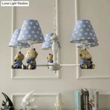Tapered Shade Chandelier With Monkey Accent - Ideal For Kids Dining Room