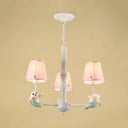 Tapered Shade Suspension Panda Chandelier In Blue/Pink For Kindergarten 3 / Pink