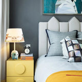 Tapered Table Lamp For Childs Room - Cartoon Lighting With Elephant Resin Base In Blue Fabric / D