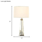 Tapered Table Lamp - Simplicity Clear Crystal 1 Bulb White Reading Light 12/14 Wide