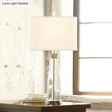 Tapered Table Lamp - Simplicity Clear Crystal 1 Bulb White Reading Light 12/14 Wide