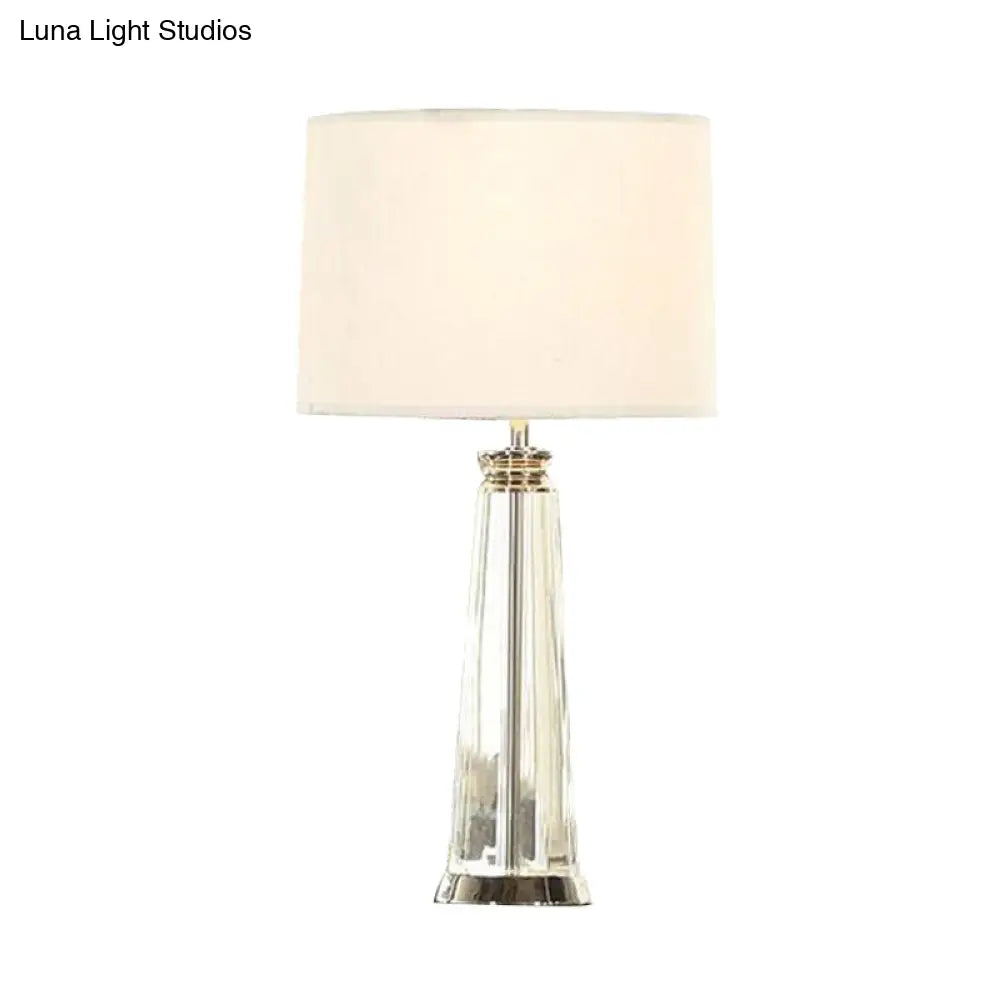 Tapered Table Lamp - Simplicity Clear Crystal 1 Bulb White Reading Light 12/14 Wide