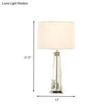 Tapered Table Lamp - Simplicity Clear Crystal 1 Bulb White Reading Light 12/14 Wide