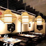 Teahouse Pendant Light - Asia Wood Ceiling Lamp With Curved Bamboo Shade