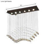Teardrop Crystal Flush Mount Ceiling Fixture With 6 Bulbs - Modern Nickel Design