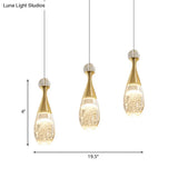 Teardrop Crystal Pendant Light With 3 Bulbs – Modern Chrome Ceiling Fixture For Dining Room