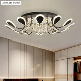 Teardrop Flushmount Bevel Cut Glass Ceiling Fixture - Modern Style Black/White 10/12 Bulbs