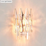Teardrop Wall Light Sconce - Gold Finish Crystal Lamp With Half-Circle Design