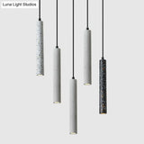 Terrazzo Dining Room Pendant Light - Minimalist Tube Led Spotlight For Hanging Ceiling