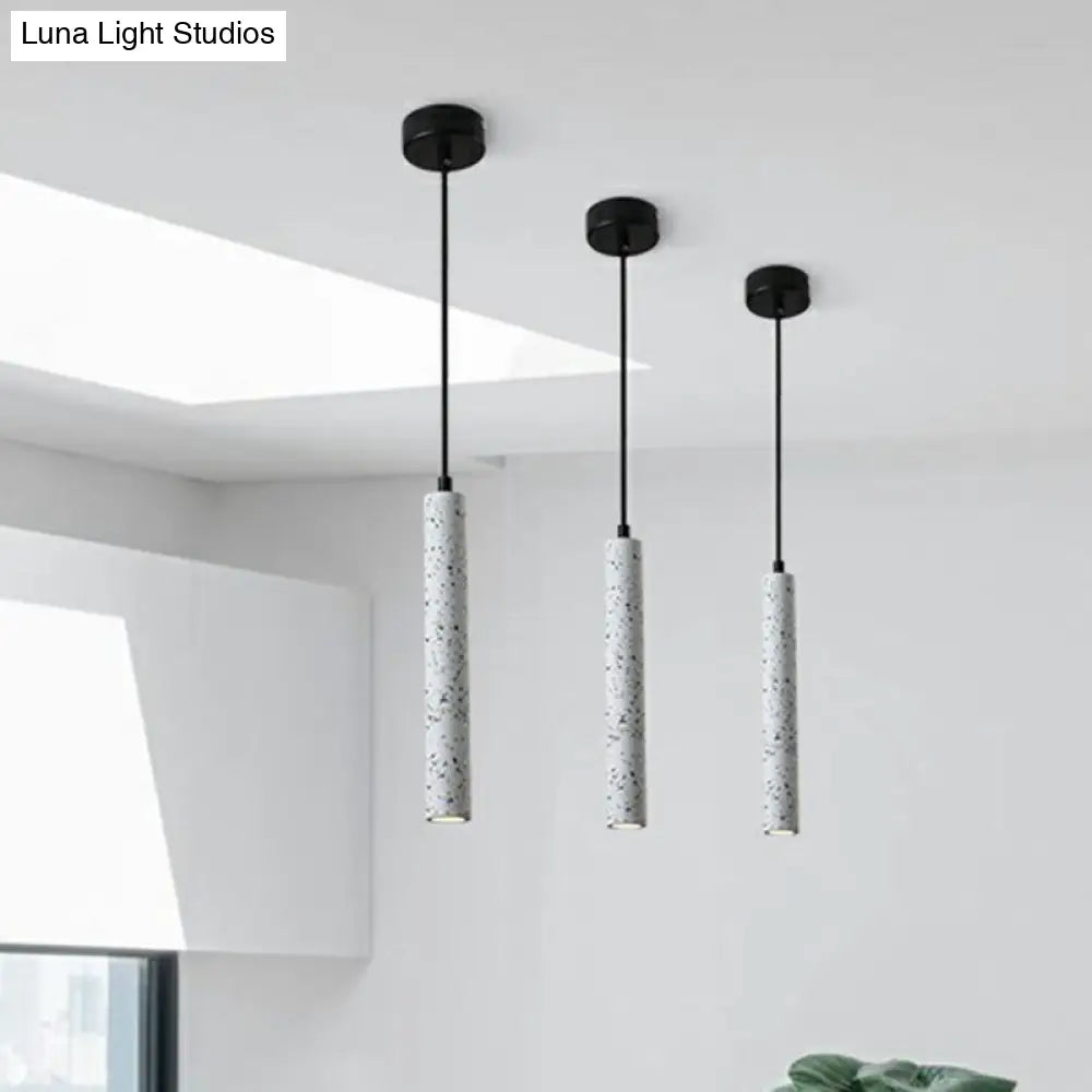 Terrazzo Dining Room Pendant Light - Minimalist Tube Led Spotlight For Hanging Ceiling