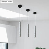 Terrazzo Dining Room Pendant Light - Minimalist Tube Led Spotlight For Hanging Ceiling