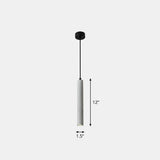 Terrazzo Dining Room Pendant Light - Minimalist Tube Led Spotlight For Hanging Ceiling Grey