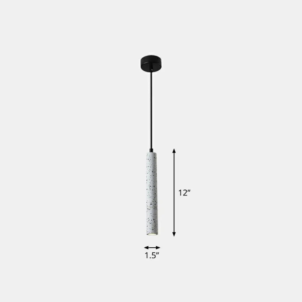 Terrazzo Dining Room Pendant Light - Minimalist Tube Led Spotlight For Hanging Ceiling White