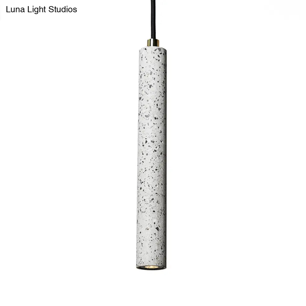 Terrazzo Flute Pendulum Light - Nordic Led Bistro Pendant (10/19.5 Tall) White/Black