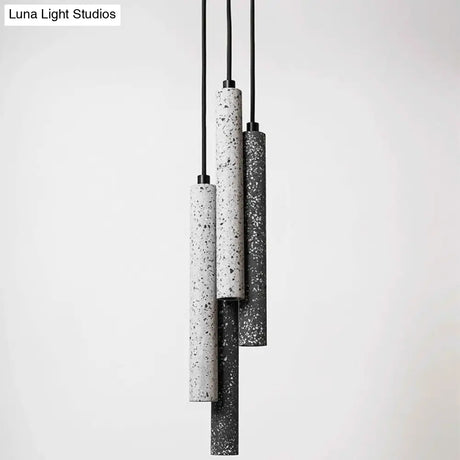 Terrazzo Flute Pendulum Light - Nordic Led Bistro Pendant (10/19.5 Tall) White/Black