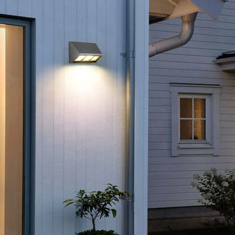 Textured Black Triangular Prism Led Wall Mounted Light - Modern Patio Sconce Lighting / Warm Small