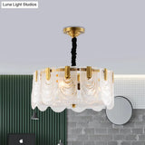 Textured Glass Layered Ceiling Light - Modern Brass Chandelier With 3/8 Lights
