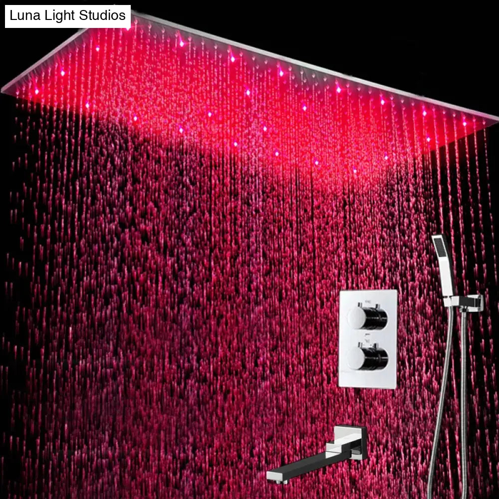 Thermostatics douche set LED Large Rainfall Ceiling Shower Bathtubs Faucets/ 3 Way Rain Shower System Bath Kits