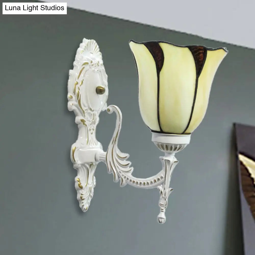 Tiffany Bell Beige Stained Glass Wall Sconce For Corridor