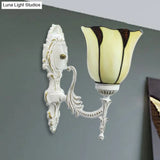 Tiffany Bell Beige Stained Glass Wall Sconce For Corridor