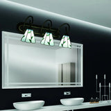Tiffany Blue/Beige Glass Cone Wall Light Fixture With 3 Heads In Black - Elegant Vanity Sconce Blue