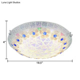 Tiffany Ceiling Light With Mosaic Bowl Design - Stunning Flower And Blue Jewel Décor For Bedroom