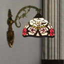 Tiffany Cut Glass Peony Pattern Bronze Wall Mount Light - 1-Light Lighting Fixture