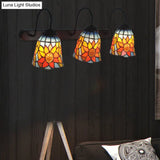 Tiffany Glass Bell Wall Sconce With 3 Sunflower Patterned Heads