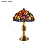 Tiffany Glass Brass Table Lamp - Classic Night Lighting With Magnolia Pattern