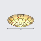 Tiffany Glass Classic Led Flush Ceiling Light Fixture With Grid Pattern Apricot / 16’