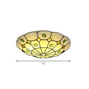 Tiffany Glass Classic Led Flush Ceiling Light Fixture With Grid Pattern Green / 12’