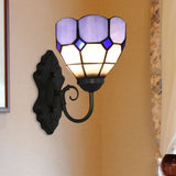 Tiffany Green/Blue Glass Grid Sconce Light Fixture - Wall Mounted Lamp Blue