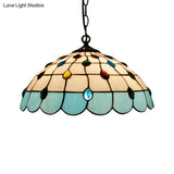 Tiffany Hand Rolled Art Glass Ceiling Light - Single Dome Pendant For Bedroom In Pink/Light