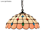 Tiffany Hand Rolled Art Glass Ceiling Light - Single Dome Pendant For Bedroom In Pink/Light