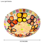 Tiffany-Inspired Stained Glass Flush Mount Lamp: Multicolored Dome Shaped Ceiling Light For