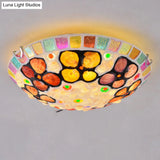 Tiffany-Inspired Stained Glass Flush Mount Lamp: Multicolored Dome Shaped Ceiling Light For