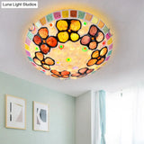 Tiffany-Inspired Stained Glass Flush Mount Lamp: Multicolored Dome Shaped Ceiling Light For