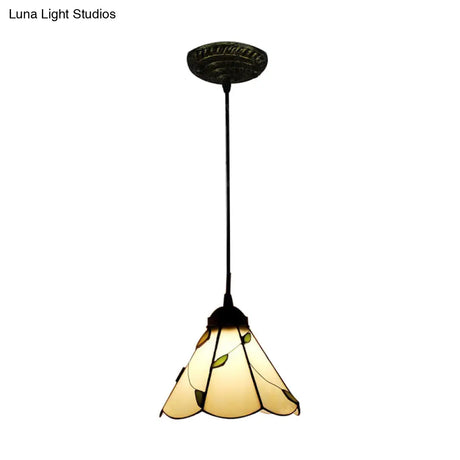 Tiffany Inspired Stained Glass Pendant Lamp Kit - Scalloped Design Blue/Beige 3 Bulbs Ideal For